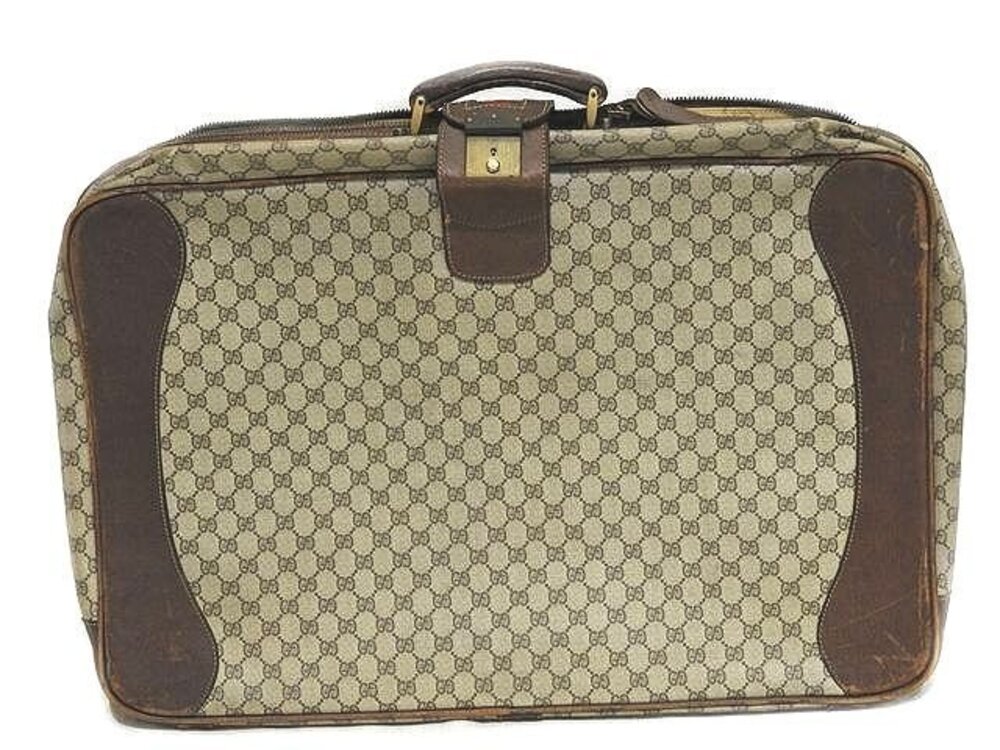Gucci Trunk Case GG Leather Sherry Boston Bag Khaki Green Brown